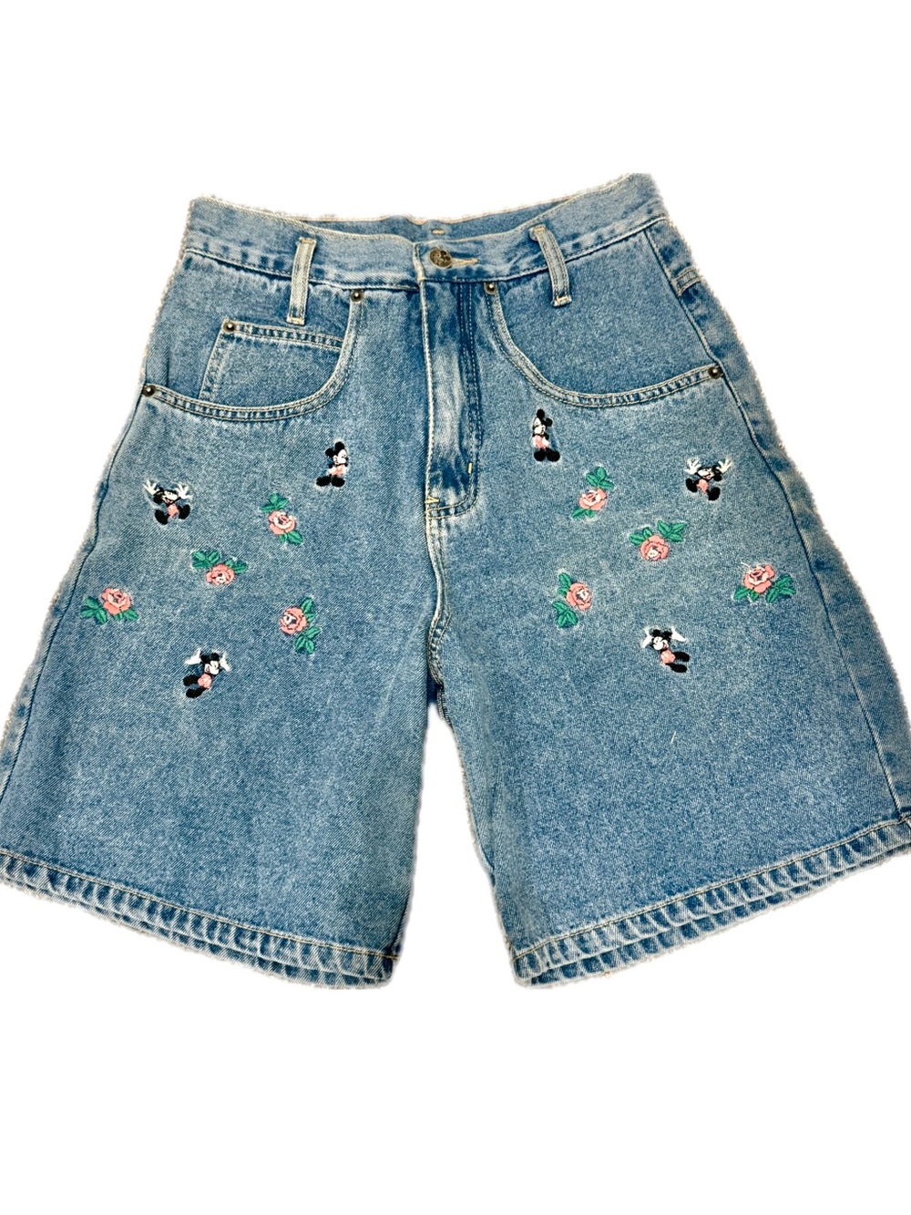 Vintage Mickey Unlimited Embroidered Rose Jorts